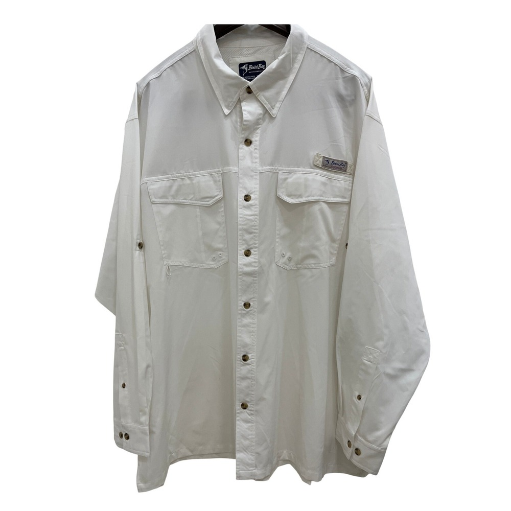 Bimini Bay Fishing Shirt Mens 2XL White Good Long Sleeve Vented Performance
